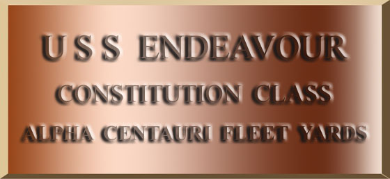 The commissioning dedication plaque of the Constitution-class heavy cruiser USS Endeavour NCC-1716